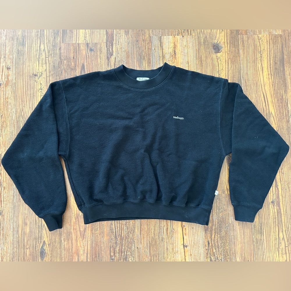 Madhappy Black Cotton Crewneck Long Sleeve Sweatshirt Small Reverse Weave Terry